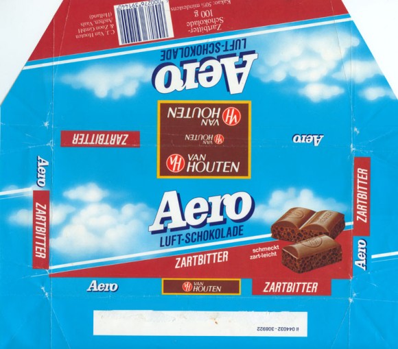Aero Luft-schokolade, aerated dark chocolate, 100g, 1980, Van Houten &Zoon GmbH, Quickborn, Germany