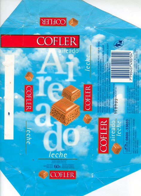 Cofler, air milk chocolate, 60g, 17.07.1998, Arcor S.A.I.C, Arroyito, Argentina