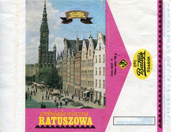 Milk chocolate Ratuszowa, 100g, about 1980, Baltyk ZPC, Gdansk, Poland