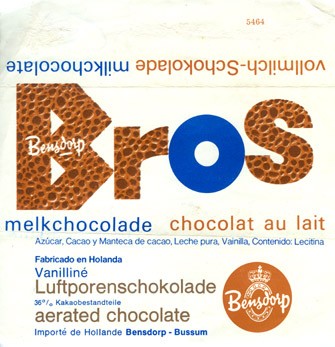 Bros, milk air chocolate, 1970, Bensdorp, Netherlands