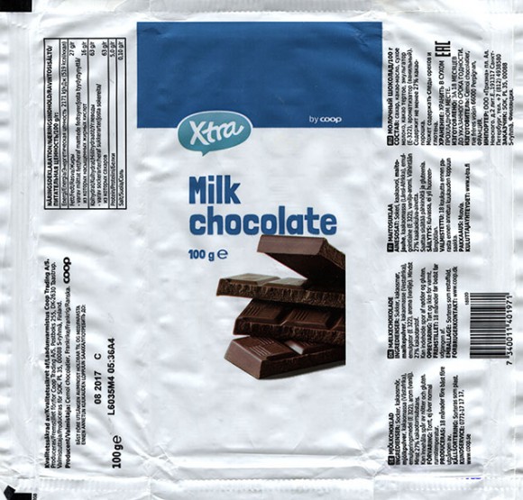 Xtra, milk chocolate, 100g, 08.2016, SOK, S-ryhma, Cemoi chocolatier, France