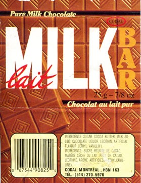 Milk chocolate, 25g, 02.09.1991, Codal, Montreal, Canada
