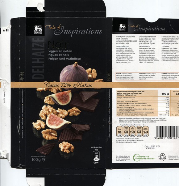 Taste of inspiration, extra pure chocolate, 100g, 04.2014, S.A. Delhaize Group N.V., Bruxelles-Brussel, Belgium