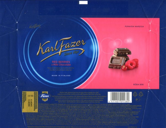 KarlFazer milk chocolate with berries, 200g, 04.09.2013, Fazer Makeiset, Helsinki, Finland