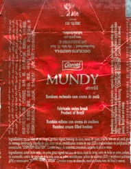 Mundy, milk chocolate bonbon, stuffed with hazelnut cream, 12,5g, 2006, Chocolates Garoto S.A, Vila Velha, Brasil