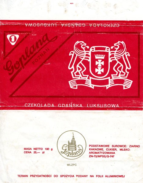 Czekolada gdanska Luksusowa, 100g, about 1970, Goplana, Poznan, Poland