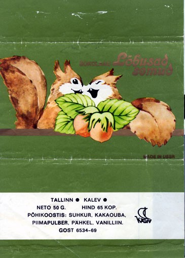 Lobusad semud, milk chocolate, 50g, 1988
Kalev, Tallinn, Estonia