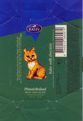 Milk chocolate, 20g, 09.2003
Kalev, Tallinn, Estonia