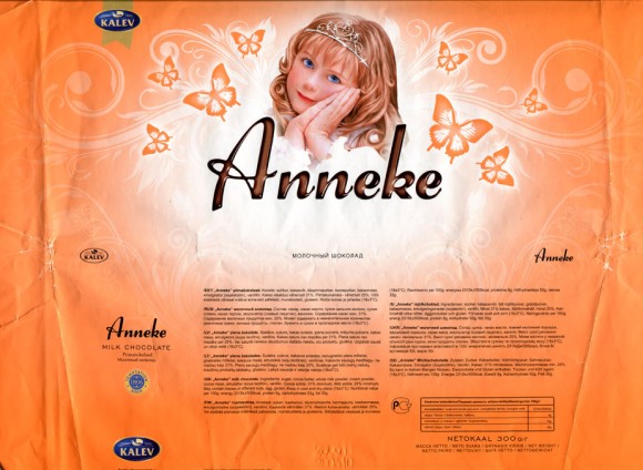 Anneke, milk chocolate, 300g, 28.06.2010, AS Kalev Chocolate Factory , Lehmja, Estonia