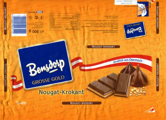 Bensdorp grosse gold, Erdbeer-rahm, milk chocolate with nougat cream filling, 300g, 23.02.2007, Bensdorp, Kraft Foods, Wien, Austria