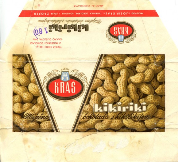 Kikiriki, milk chocolate with peanuts, 100g, about 1970, Josip Kras, Zagreb, Yugoslavia