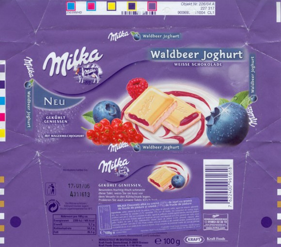 Milk chocolate with berries yoghurt, 100g, 17.01.2005, Kraft Foods Germany, Bremen, Germany