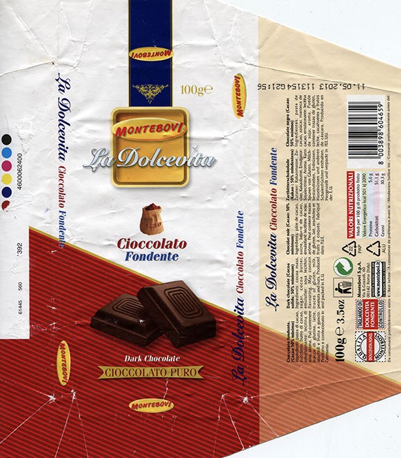 Dark chhocolate, 100g, 11.05.2012, Montebovi S.p.A, Roma, Italy