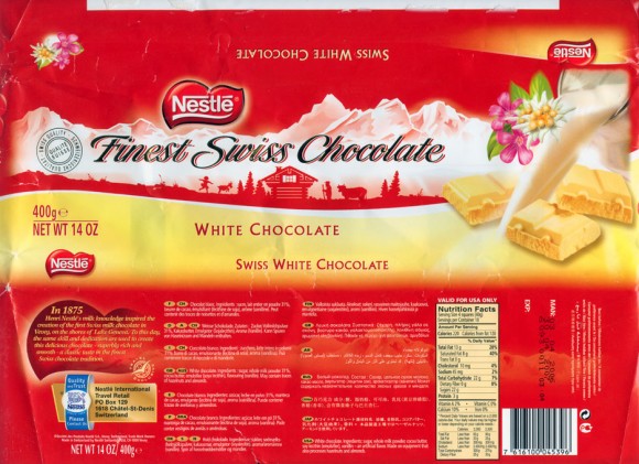 Swiss white chocolate, 400g, 03.04.2006, Nestle Switzerland Ltd, Vevey, Switzerland