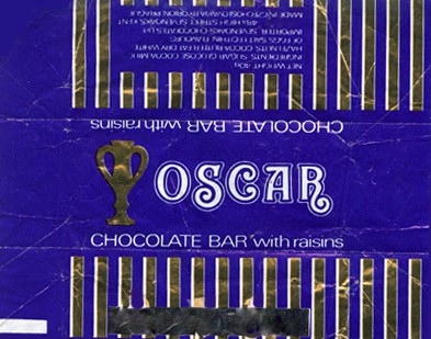 Oscar, chocolate bar with raisins, 40g, 1980, Orion Modrany, Praha, Czech Republic (CZECHOSLOVAKIA)