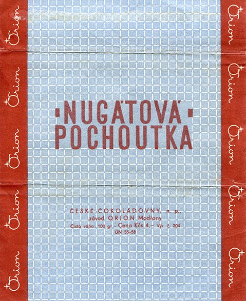 Nugatova pochoutka, 100g, about 1960, Orion, Praha, Czech Republic