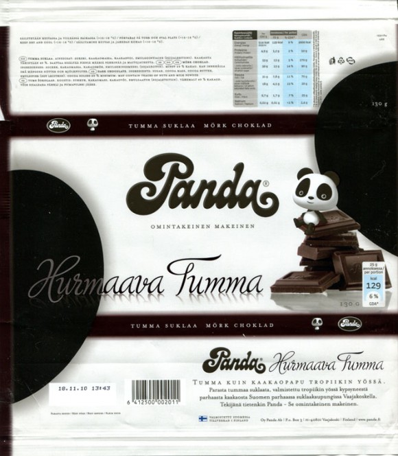 Panda, dark chocolate, 130g, 18.11.2009, Panda chocolate factory, Vaajakoski, Finland