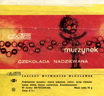 Murzynek, filled chocolate, 54g, about 1970, Spolem, Poland