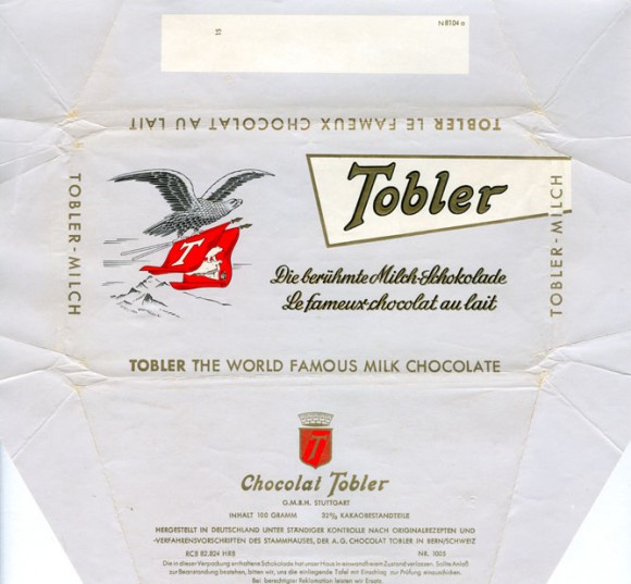 Milk chocolate, 100g, A.G. Chocolat Tobler, Bern, Switzerland