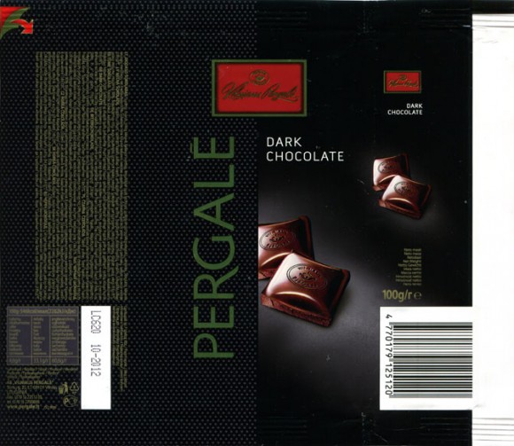 Dark chocolate, 100g, 09.2011, AB Vilniaus Pergale, Vilnius, Lithuania
