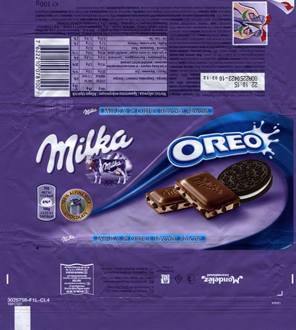 Milka, milk chocolate with Oreo bicuit pieces, 100g, 22.10.2014, Mondelez Polska S.A., Warszawa, Poland