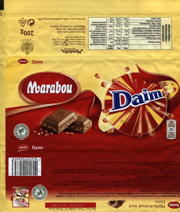 Marabou, Daim, milk chocolate with almond brittle, 200g, 16.08.2014, Mondelez International (Sverige), Sweden