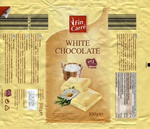 FinCarre, white chocolate, 100g, 11.06.2015, Solent GmbH & Co. KG., Ubach-Palenberg, Germany