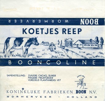 Milk chocolate, about 1970, Boon N.V., Wormerveer, Holland