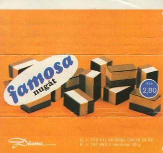 Famosa nugat, milk chocolate, 35g, 1980, Diana, Decin, Czech Republic (CZECHOSLOVAKIA)