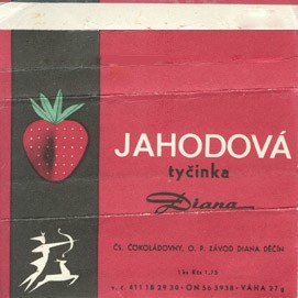 Jahodova tycinka, milk chocolate, 27g, 1970, Diana, Decin, Czech Republic (CZECHOSLOVAKIA)