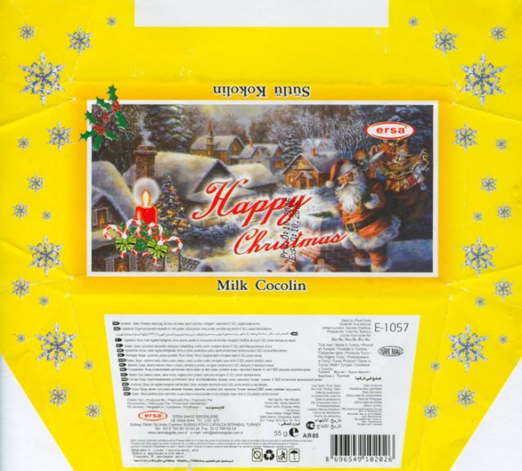 Happy Christmas, milk chocolate, 55g, 2006, Ersa Sakiz Sekerleme Ve Gida San. Tic. Ltd, Istanbul, Turkey