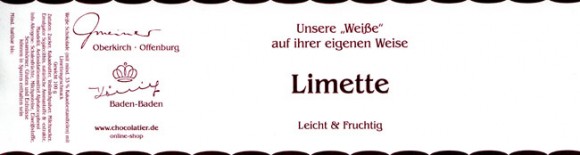 Limette, white chocolate with lime flavour, 100g, Confiserie Kaffeehaus Gmeiner, Oberkirch, Germany