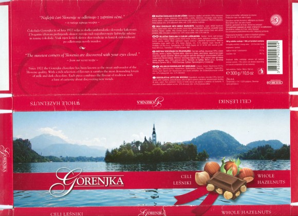 Gorenjka, milk chocolate with whole hazelnuts, 300g, 2008, Gorenjka, Ljubljana, Slovenia