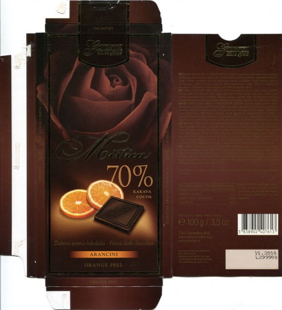 Gorenjka, Mistica, dark chocolate with orange peel, 100g, 10.2007, Zito Gorenjka, d.d., Lesce, Slovenia