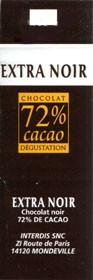Extra noir chocolate 72%, Interdis SNC, Mondeville, France