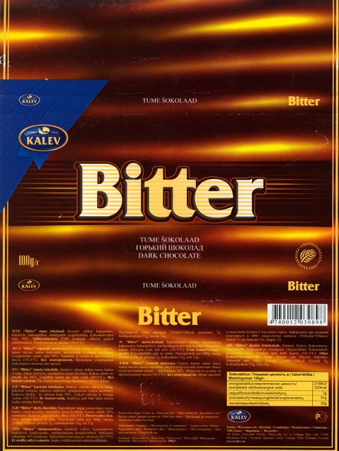 Bitter, dark chocolate, 100g, 01.11.2006, Kalev, Lehmja, Estonia