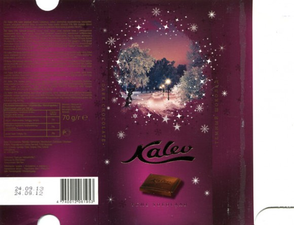 Kalev, dark chocolate, 70g, 24.09.2012, AS Kalev Chocolate Factory, Lehmja, Estonia