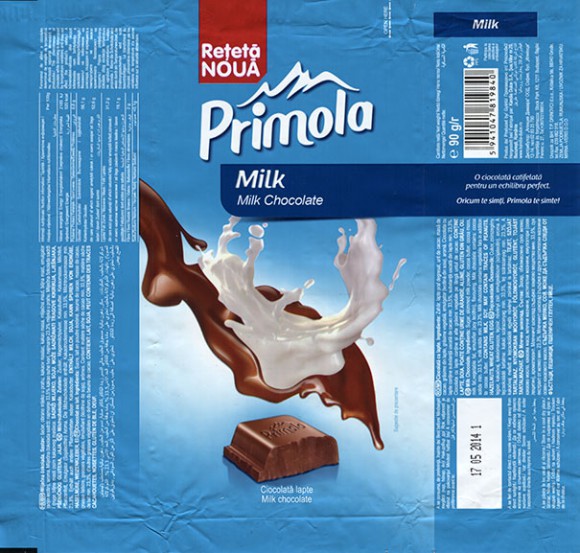 Primola, milk chocolate, 90g, 17.05.2013, Kandia Dulce S.A, Bucharest, Romania