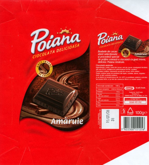 Poiana, dark chocolate, 100g, 19.07.2007, Kraft Foods Romania, Brasov, Romania