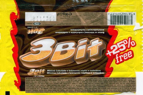 3Bit, chocolate bar, 56g, 17.03.2004, Kraft Foods Slovakia, Praha, Slovakia