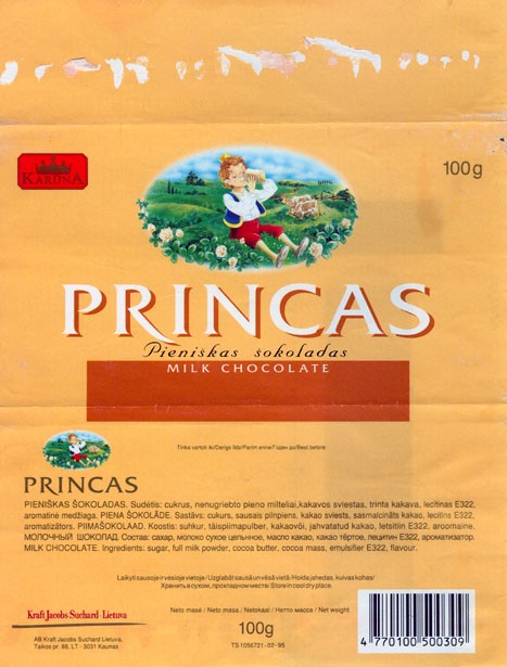 Karuna, Princas, milk chocolate, 100g, 24.10.1996
Kraft Jacobs Suchard-Lietuva