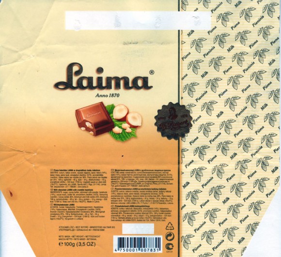 Laima, milk chocolate with hazelnuts, 100g, 11.11.2006, Laima, Riga, Latvia