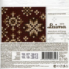 Milk chocolate, 20g, 18.10.2012, Laima, Riga, Latvia
