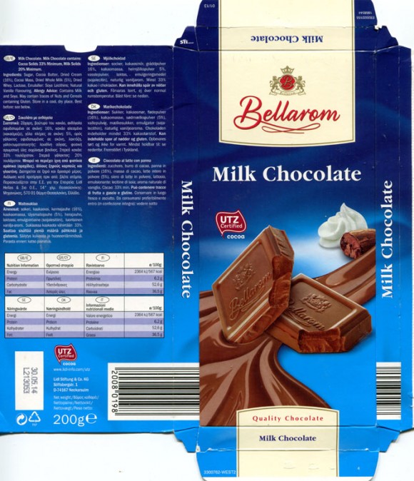 Bellarom, milk chocolate, 200g, 18.05.2012, Lidl Stiftung&Co.KG, Neckarsulm, Germany