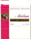 Malna, milk chocolate with raspberry cream filling, 100g, about 1970, Magyar Edisipar, Hungary