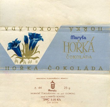 Horka cokolada, dark chocolate, 25g, 1960, Marysa, Rohatec, Czech Republic