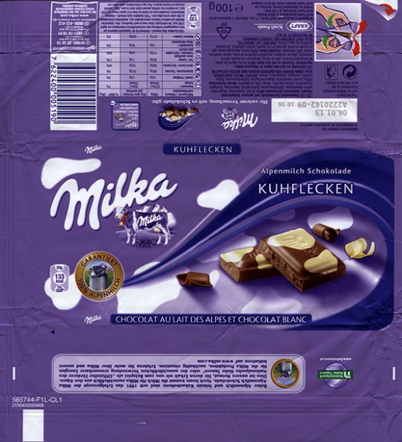 Milka, milk chocolate with white chocolate, 100g, 06.01.2012, Kraft Foods Germany, Lorrach, Germany