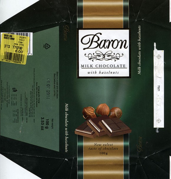 Baron, milk chocolate with hazelnuts, 100g, 01.07.2013, ZWC Millano, Przezmierowo, Poland