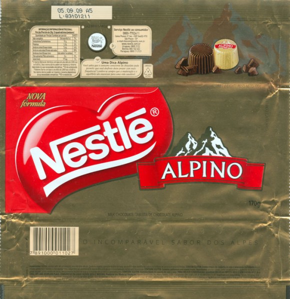 Nestle Alpino, milk chocolate, 170g, 05.09.2008, Nestle Brasil Ltda, Sao Paulo, Brasil
