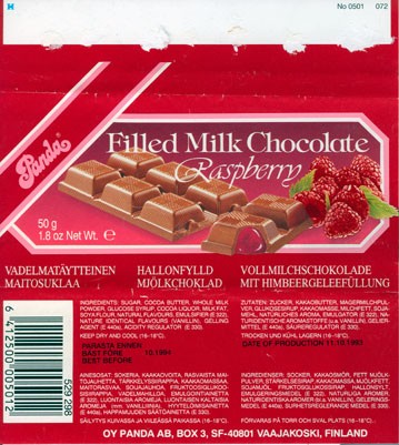 Filled Milk Chocolate Raspberry, 50 g, 11.10.1993
OY Panda AB, Vaajakoski